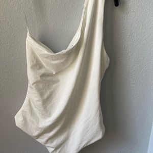 Princess Polly white body suit one shoulder ,size 10